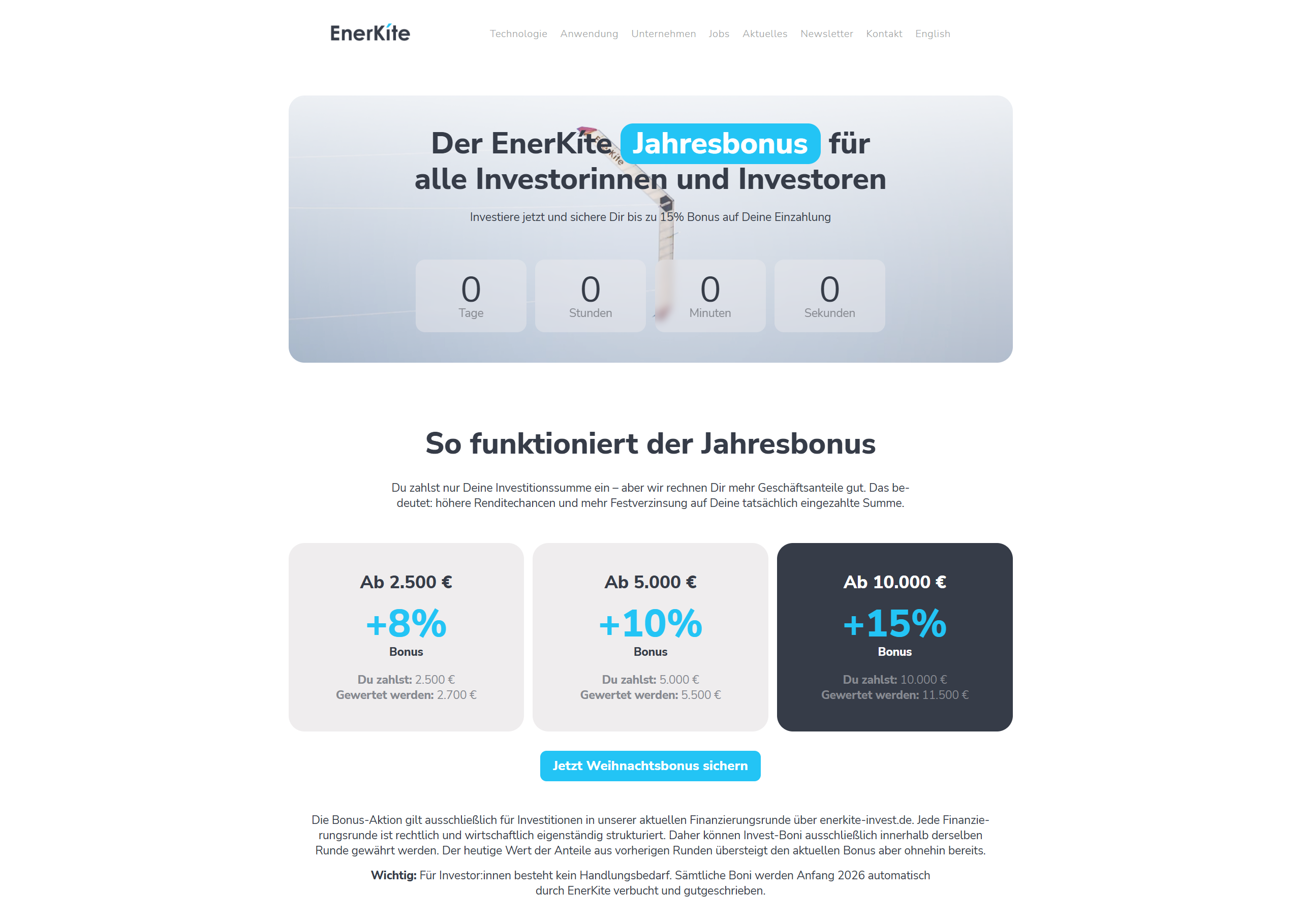 EnerKíte Jahresbonus Landingpage
